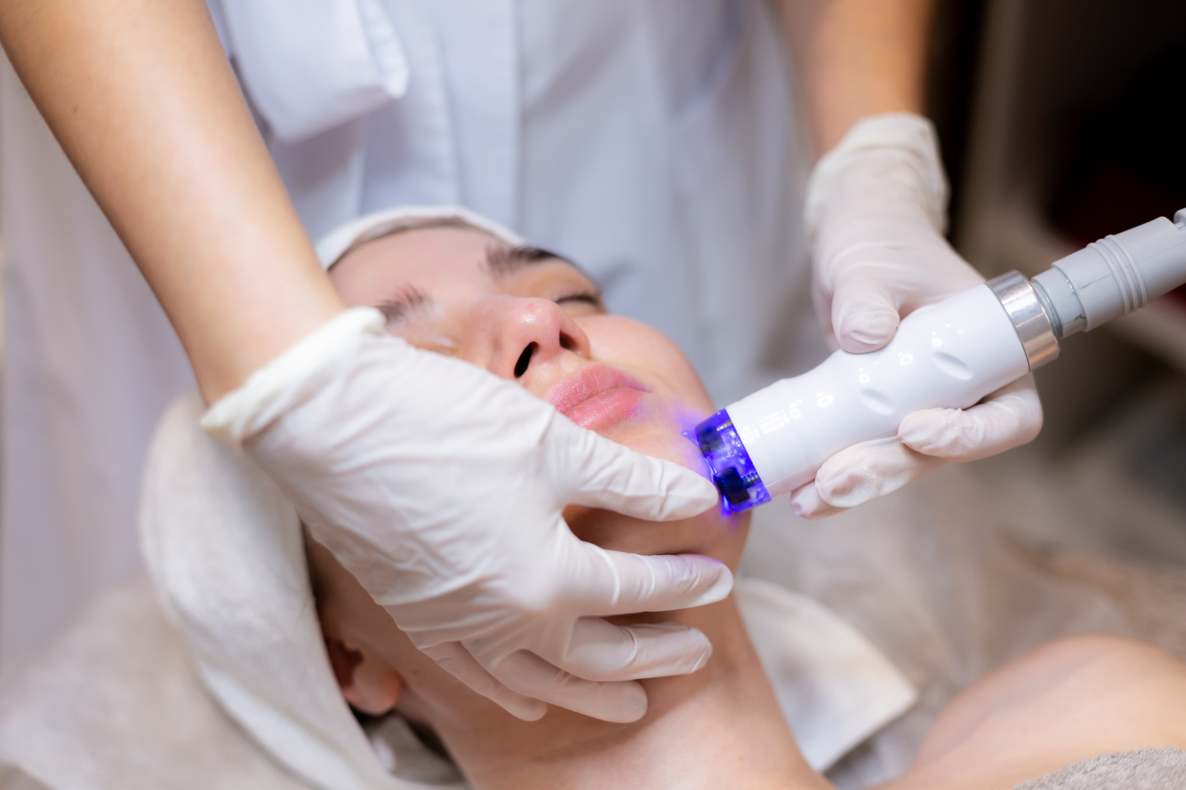 Young Beautiful Girl Lies Beautician S Table Receives Procedures